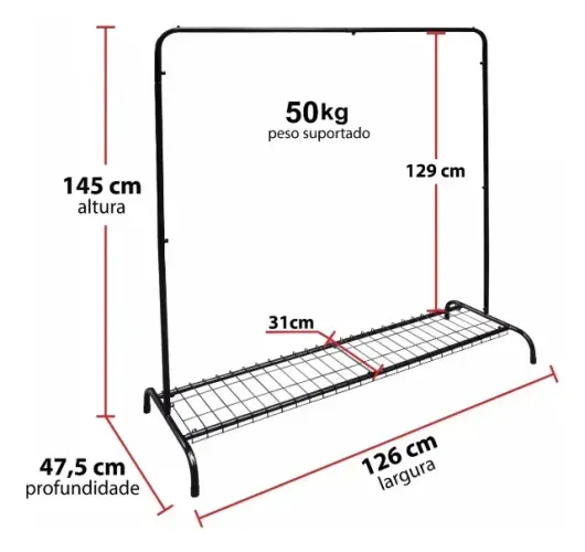 ARARAS CABIDEIRO PARA ROUPAS COM SAPATEIRO
