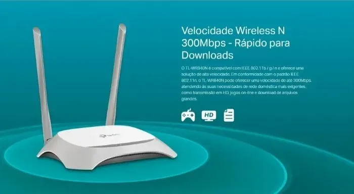 Roteador TP-Link wireless 300 Mbps branco.