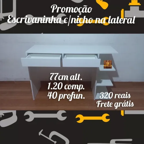 Escrivaninha com nicho na lateral