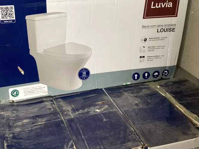Bacia sanitária na caixa sem uso