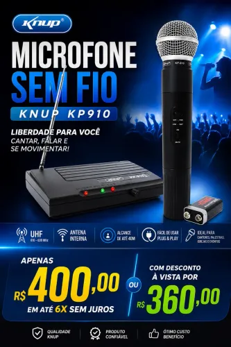 Microfone sem fio Knup kp910