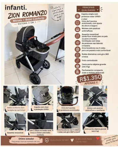 carrinho de bebe Zion Romanzo
