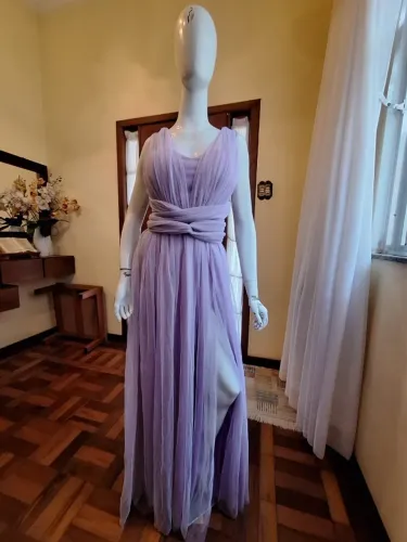 Vestido Longo Multiformas Brilho Lilás 44