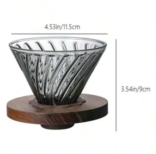 Coador de Café em Vidro com Base de Madeira