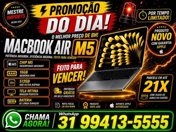 MacBook Air M5 13 16GB 512GB Novo Lacrado Nota Fiscal 