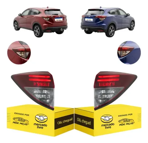 Par Lanterna Honda Hr-v 2019 2020 2021 C/led Fume Canto Nova Ambos Lados Fume