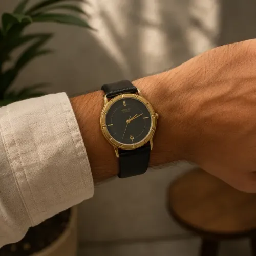 Relógio seiko quartz anos 80 dourado com preto
