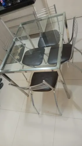 Mesa Inox retangular ideal para cozinha de apartamento 4 cadeiras