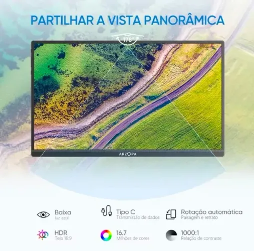 Monitor Arzopa14.0 HDMI 1080P FHD IPS HD 60Hz - Original - Lacrado