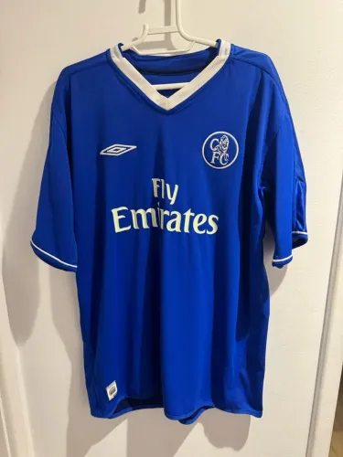 camisa original chelsea umbro 2003/04 azul dupla face