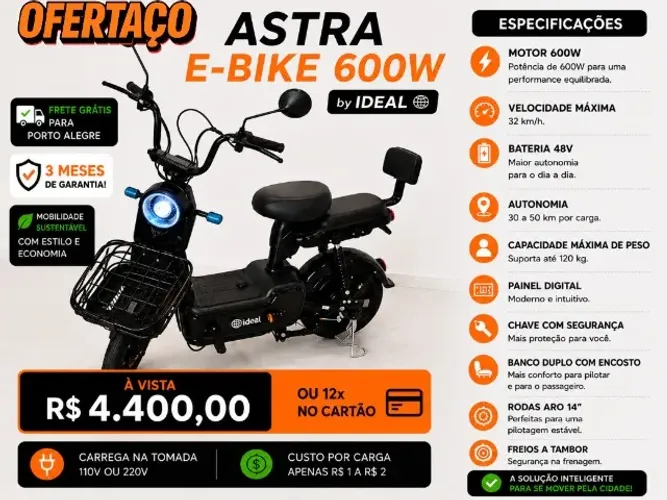-> Bicicleta Elétrica ASTRA E-Bike 600W 48V by IDEAL