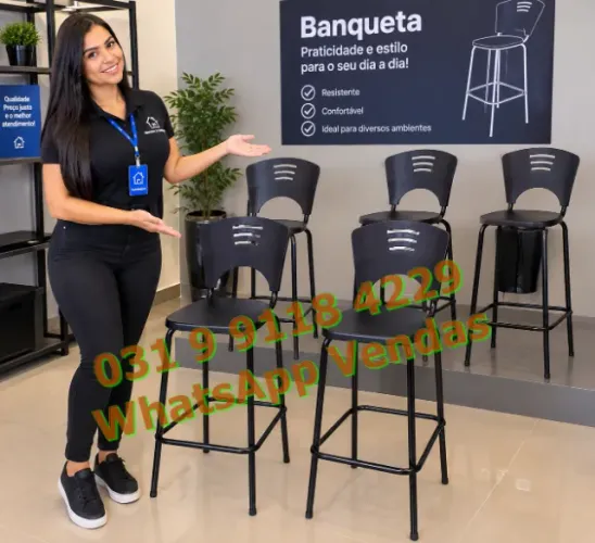 Banqueta Alta Para Bancada Loja Lanchonete Balcão banco cadeira - Frete Grátis - Nova
