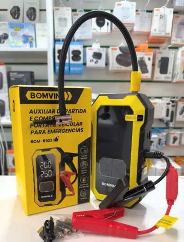 Auxiliar de Partida e Compressor de Pneu Bomvink