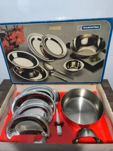 Conjunto De Baixela Inox Antiga Tramontina 8 Peças Nunca Usa Inox 