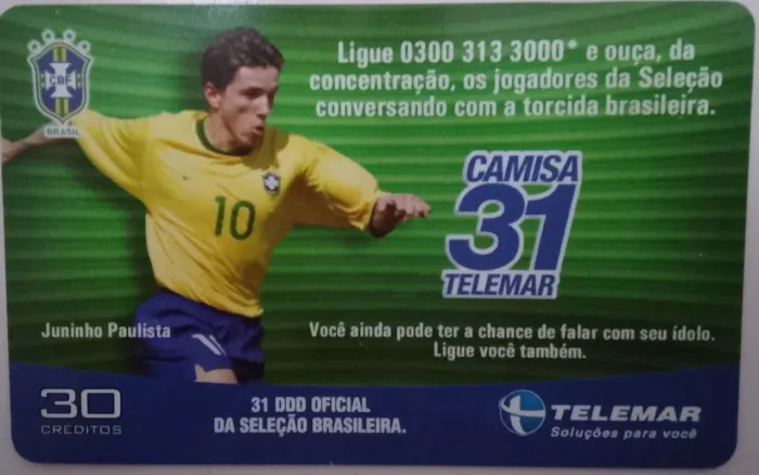 Cartão Telefônico Comemorativo do Penta - Juninho Paulista.