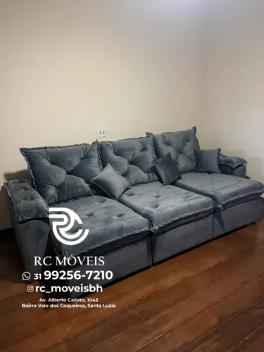 Sofá Retrátil 2,70m 3 Módulos Londres Veludo Promoção