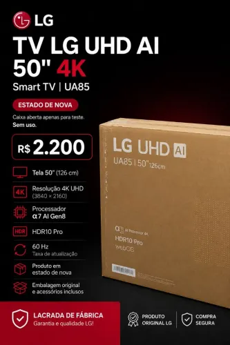 TV LG UHD AI 50" 4K Smart TV - UA85 nova