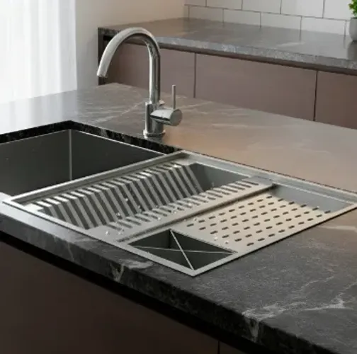 Calha Quadrada Escovada Canal Organizado Embutir Úmida 50x40 Cor Aço Inox Escovado