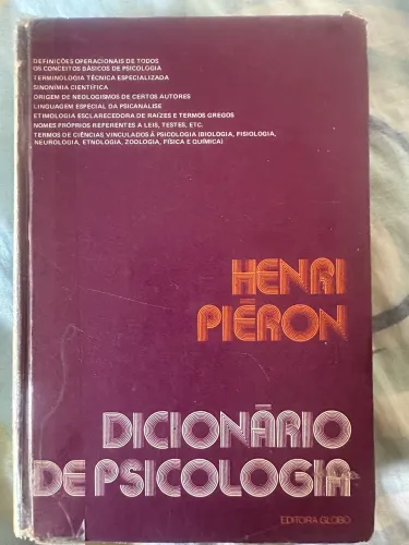 Dicionário de Psicologia - Henri Pi?ron | 6ª edição