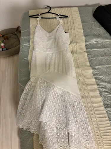 Vestido branco rendado long rise Amaro