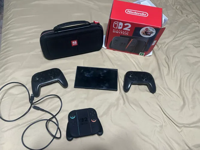 Nintendo switch 2 + 2 controles + jogos + case