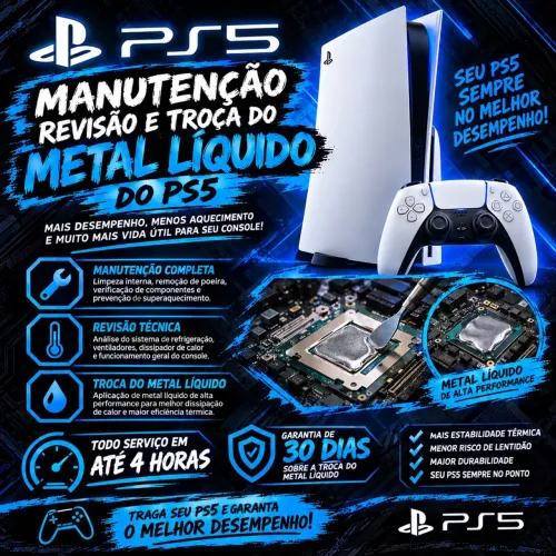 Revisão Periódica, Limpeza & Troca de Metal Líquido Para PlayStation 5 ( Loja Física )