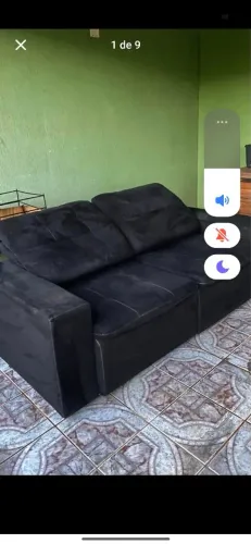 Sofá preto suede conservado , higienizado