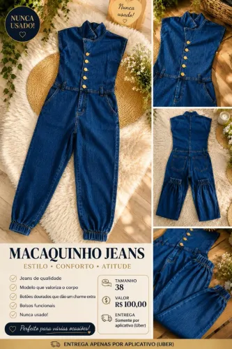 Macaquinho jeans feminino