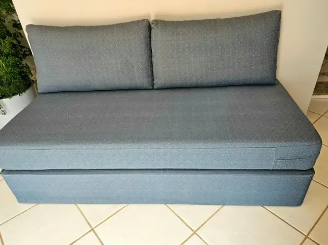 Sofá-Cama Solteiro 1,88m x 88cm em Jacquard Azul Acinzentado