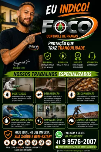 Dedetização, desratização, limpeza de caixa d'água, limpeza estética 