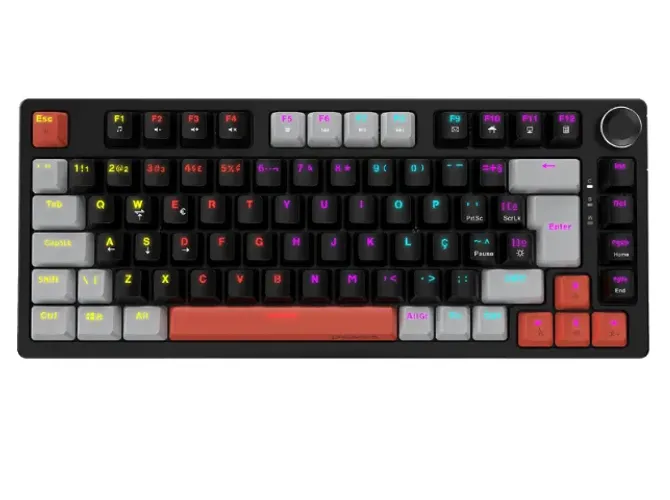 Teclado Mecanico 75% Pcyes Arkeum - Black Vulcan - Switch Blue - Akbv75Bbr