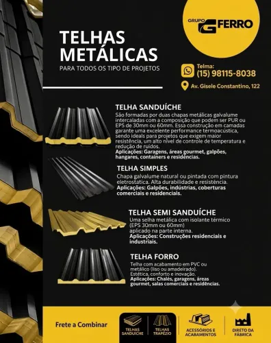 Telha sanduíche sem pintura m²