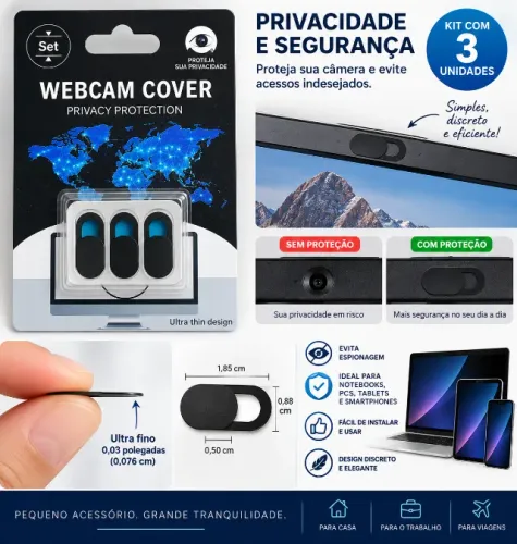 Capa para Webcam - Proteção de Privacidade - Kit 3 Unidades