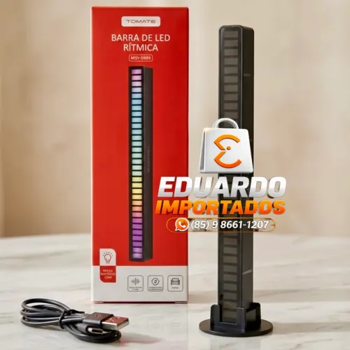 Barra de LED Rítmica RGB Tomate - Iluminação para PC, Gamer e Som 