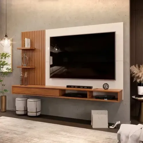 Painel para TV Bento Tv até 60 Polegadas c/ 1 Porta de Correr e 2 Nichos