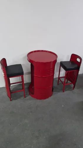 Mesa de Tambor bistrô com cadeira de Embutir
