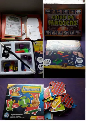 jogos e brinquedos quebra cabeças completos lote com tudo que aparece nas fotos
