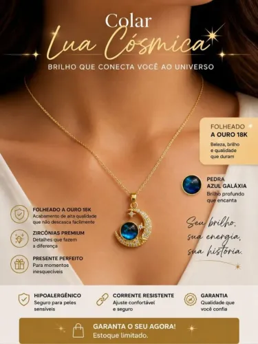 Colar lua estrelar folheado