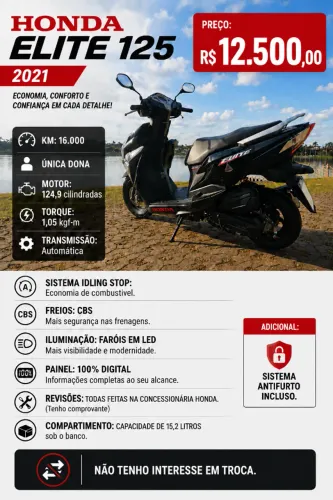 HONDA ELITE 125 - 2021 - UNICA DONA