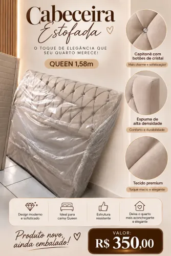 Cabeceira de Cama Queen NOVA no plástico
