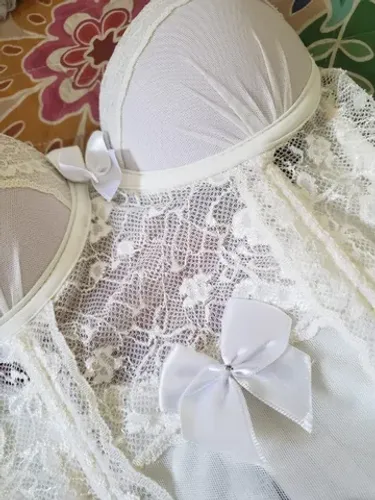 Corset de tule e renda branca - Tamanho 36/P