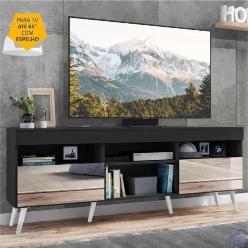 Promoção Rack Preto com Espelho - E 