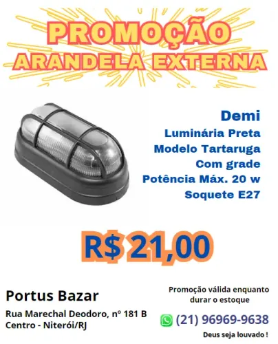 Promoção Arandela Externa Tartaruga Preta - Nova