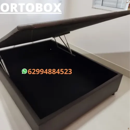 Cama box Baú Casal inteiro no suede e no corino