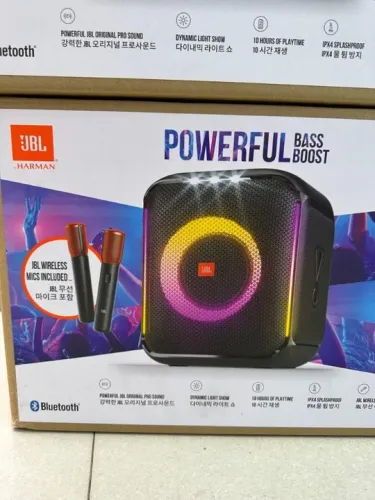 Lacrada Caixa de Som Bluetooth Portátil JBL PartyBox Encore Essential 2 com 2 Microfones