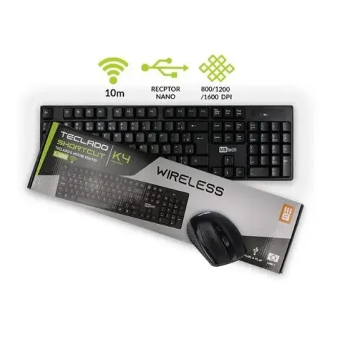 Teclado E Mouse Shortcut Sem Fio K4 Mb54264 Usb Mb Tech