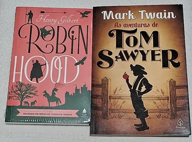 2 Livros Tom Sawyer e Robin Hood em estado de novos