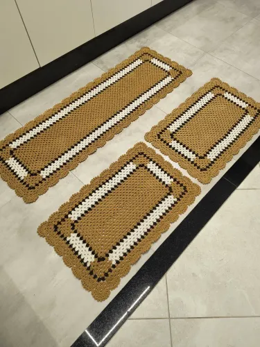 Jogo de Tapetes de Crochê para Cozinha com 3 peças