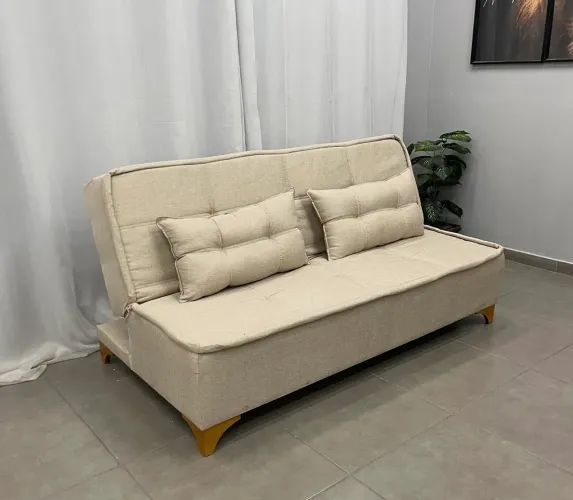 Sofá Cama Zayan 2 Lugares Tecido Linho 186cm