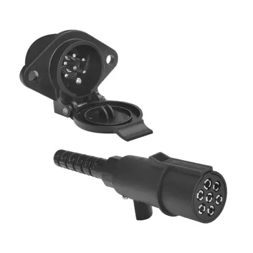 TOMADA PARA CARRETA 7 PINOS REDONDA COM EXTENSOR SCANIA VOLVO 24V